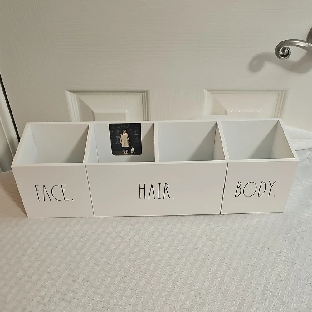 Rae Dunn White Organizer Box 4 compartments (new)